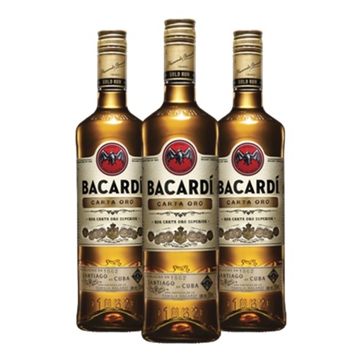 [4706] Promo x3 Ron Bacardi Carta Oro 700cc 16.66% Off