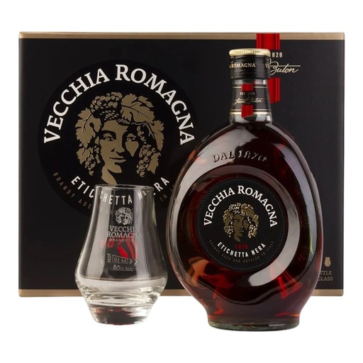 [4780] Brandy Vecchia Romagna Etiqueta Negra 40º Estuche 1x750cc + Copa