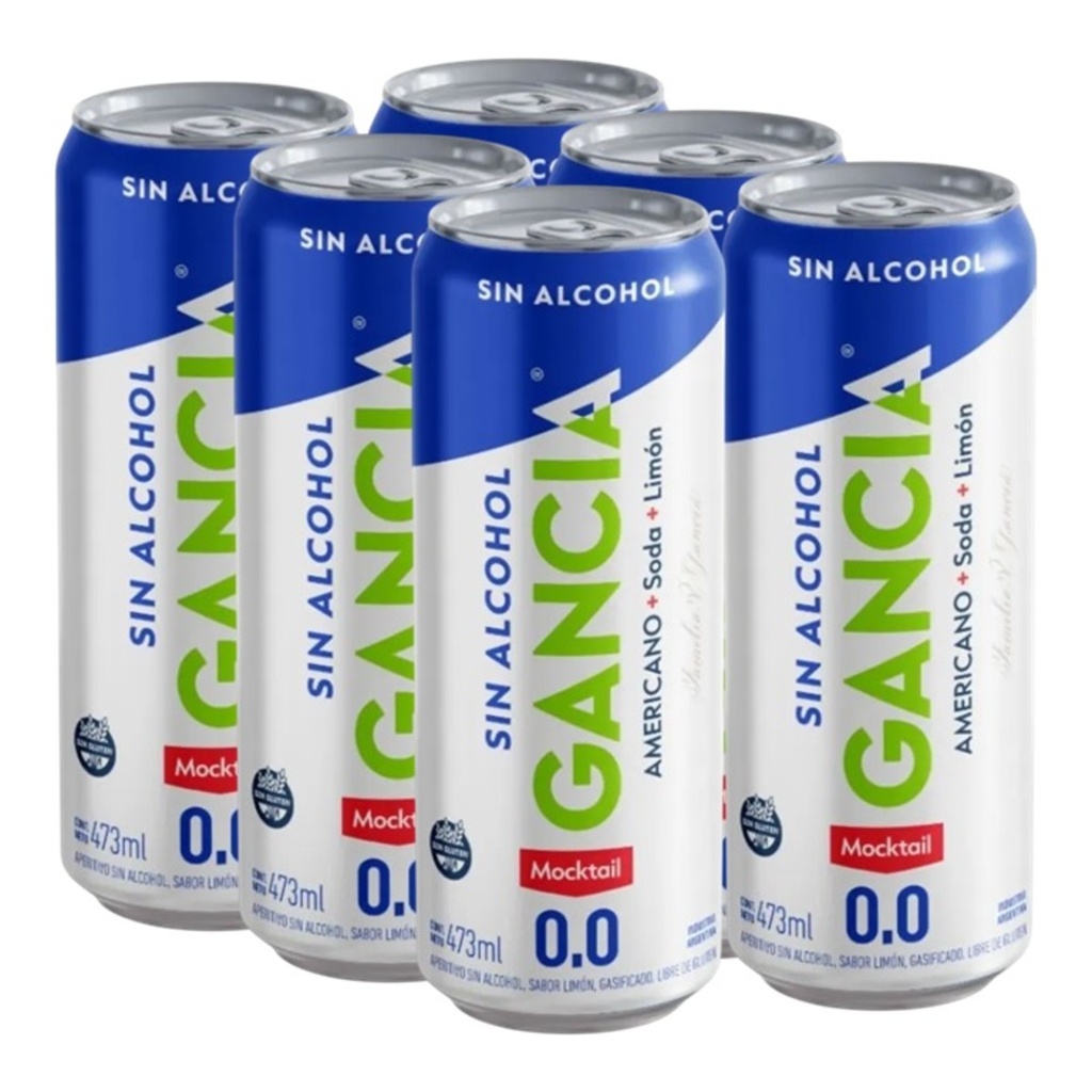 Gancia Cero + Soda + Limon LATA PACK 6x473cc (S/ALCOHOL)