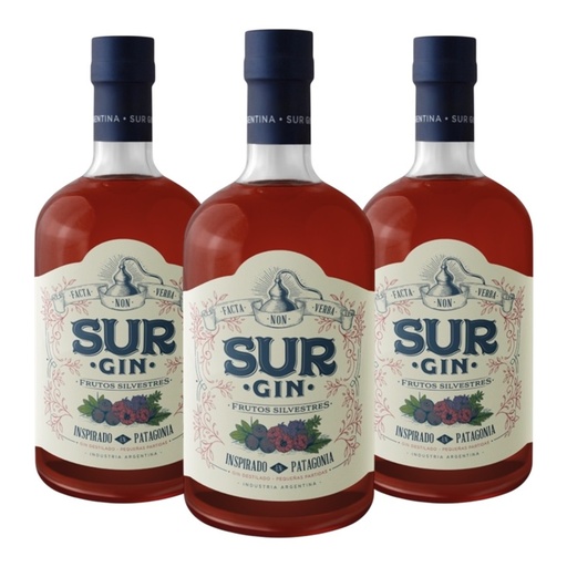 [4992] Promo x3 Gin Sur Frutos Silvestres 43° 750cc 10% Off