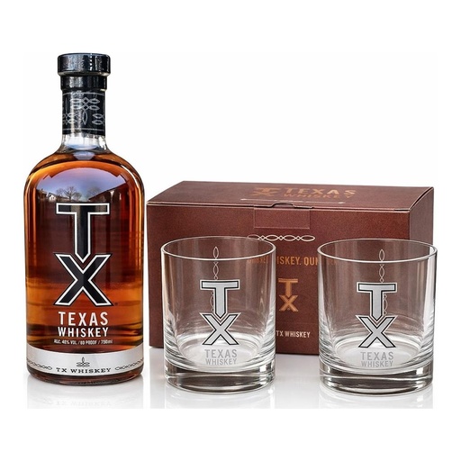 [5314] TX Texas Whiskey 40° 700cc + 2 VASOS