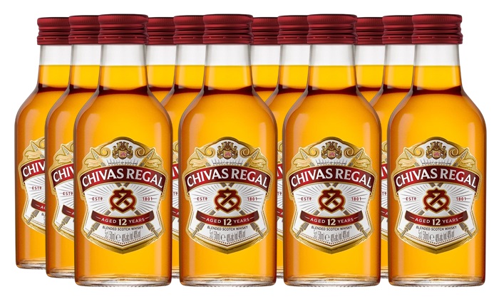 [5393] Promo x12 Whisky Chivas 12 Años 50cc (MINIATURA VIDRIO)