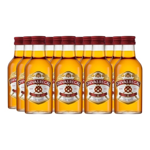 [5393] Promo x12 Whisky Chivas 12 Años 50cc (MINIATURA VIDRIO)
