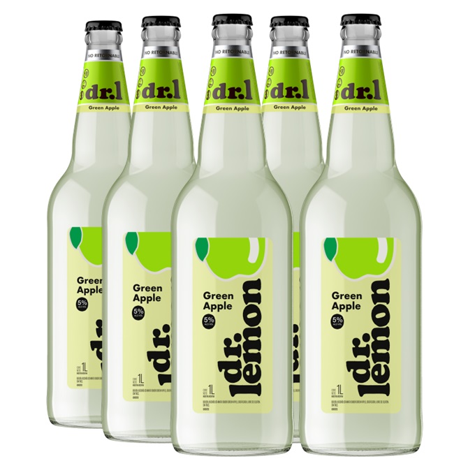 [5419] Promo x6 Dr Lemon Vodka GREEN APPLE 1000cc