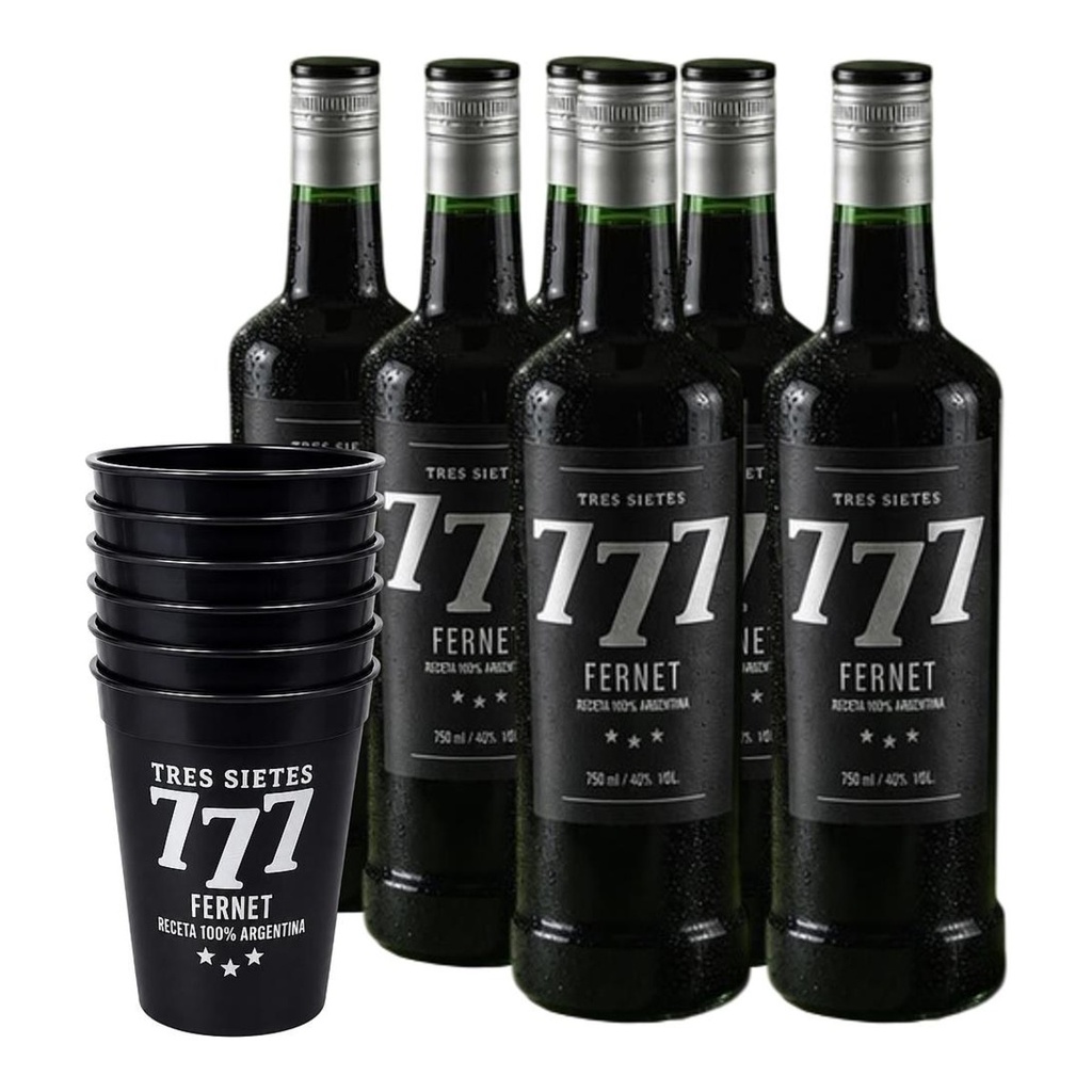 [5372] Promo x6 Fernet 777 Tres Sietes 750cc + 6 Vaso