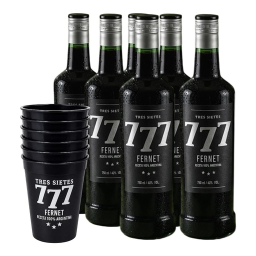 [5372] Promo x6 Fernet 777 Tres Sietes 750cc + 6 Vaso