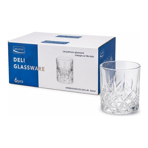 [5427] Vaso Whisky Tallado Transparente 300ml Pack x 6