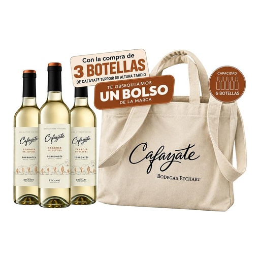[5560] Promo x3 Cafayate Terroir de Altura Tardio 500cc + Bolso de Lona