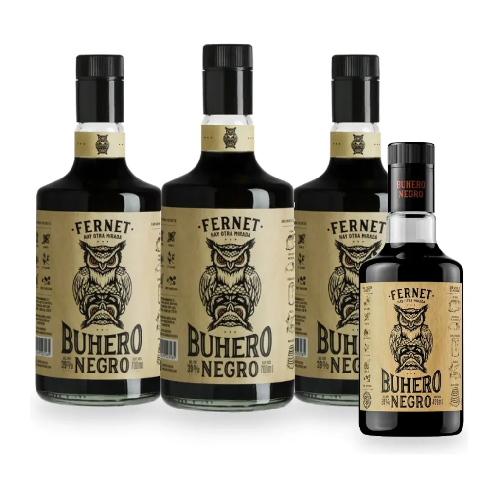 [5604] Promo x3 Fernet Buhero Negro 39º 700cc + 1 Buhero Negro 450cc S/Cargo