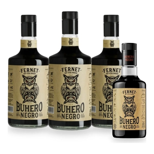 [5604] Promo x3 Fernet Buhero Negro 39º 700cc + 1 Buhero Negro 450cc S/Cargo