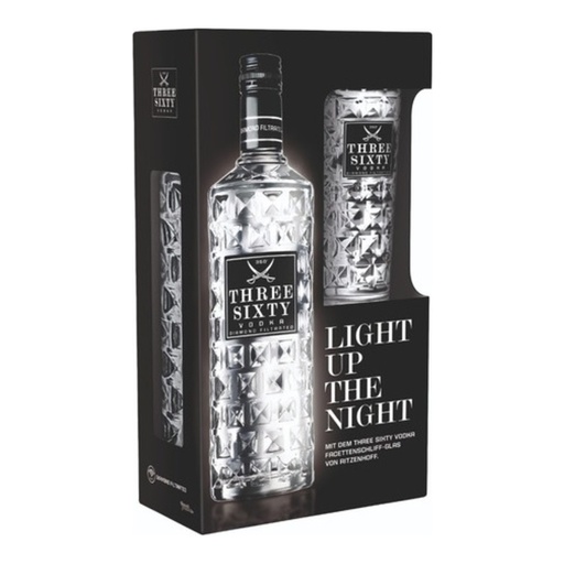 [2796] Vodka Three Sixty 37,5º Estuche 1x700cc + Vaso
