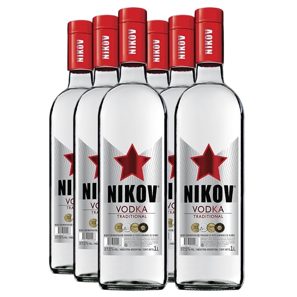 Promo x6 Vodka Nikov Tradicional 1000cc