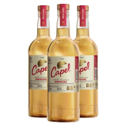 Promo x3 Pisco Capel Especial 35º 700cc 20% Off