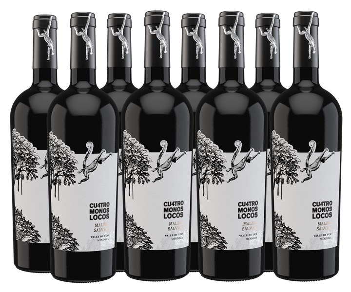 Promo 7+1 Cuatro Monos Locos Malbec 750cc