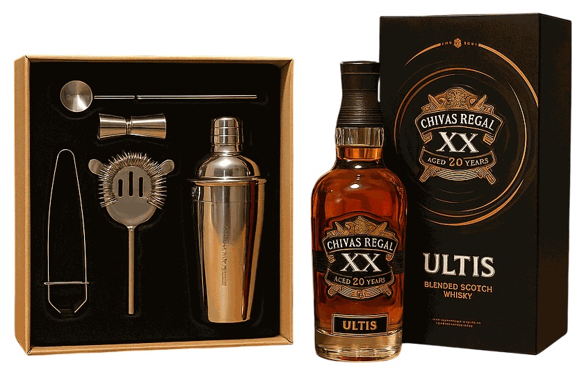 Promo x1 Whisky Chivas Ultis 20 Años 1x700cc + Kit de Cocteleria