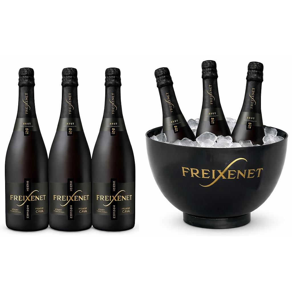 Promo x6 Cava Freixenet Cordon Negro Brut 750cc + Frapera