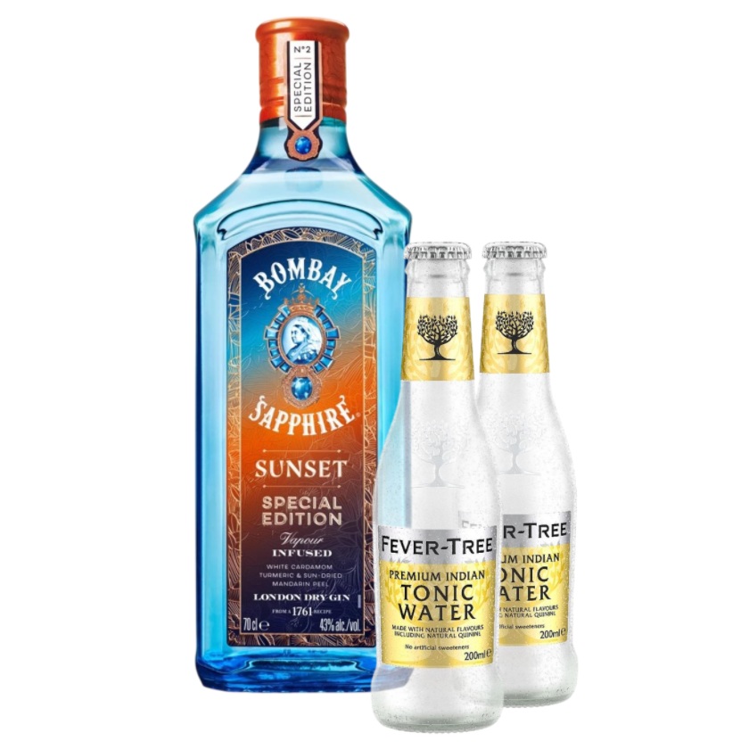 Promo x1 Gin Bombay SUNSET 43° 700cc + 2 Fever Tree