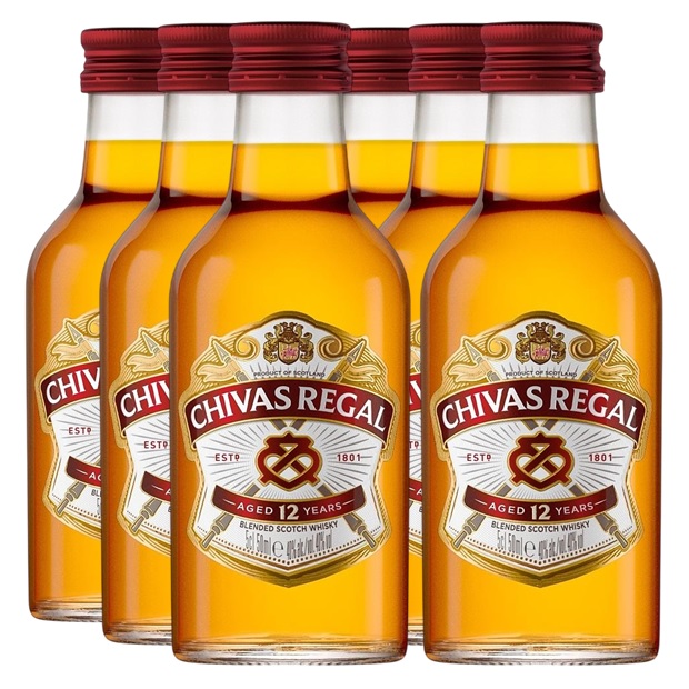 Promo x6 Chivas 12 Años 50cc (Miniatura Vidrio)