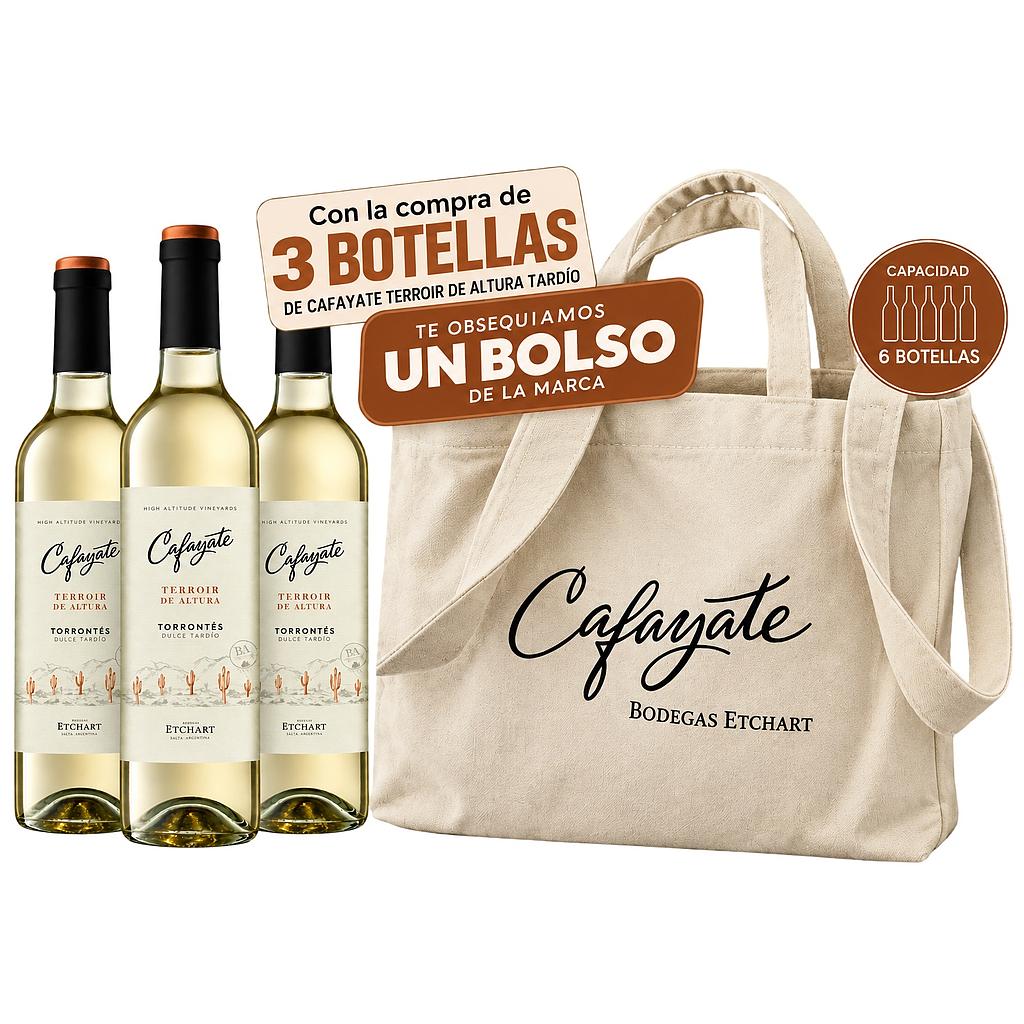 Promo x3 Cafayate Terroir de Altura Tardio 500cc + Bolso de Lona