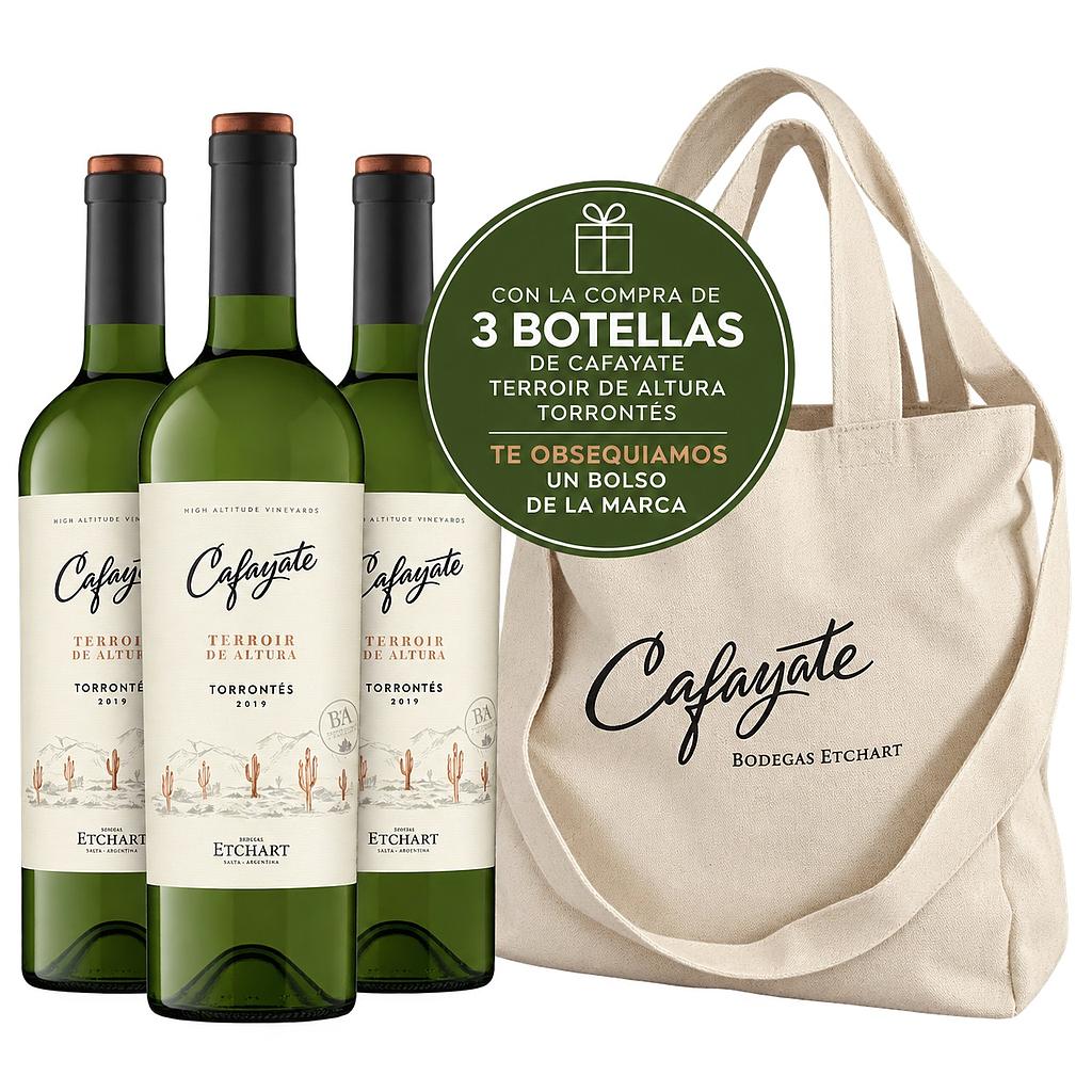 Promo x3 Cafayate Terroir de Altura Torrontes 750cc + Bolso de Lona