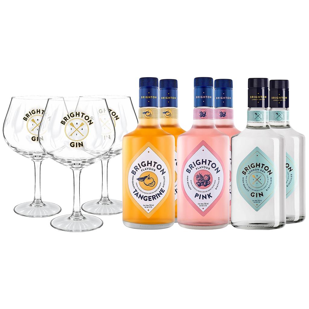 Promo x6 Gin Brighton Mix 700cc + 3 Copones